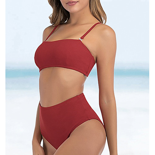 

Women's Tankini Swimsuit Black Red Yellow Swimwear Bandeau Bathing Suits