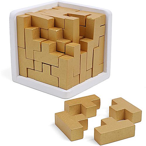 

Original 3D Wooden Brain Teaser Puzzle by Sharp Brain Zone Genius Skills Builder T-Shape Pieces. Educational Toy for Kids and Adults. Gift Desk Puzzles (Golden Edition)