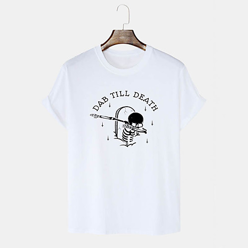 

Men's T shirt Hot Stamping Cartoon Graphic Prints Letter Print Short Sleeve Daily Tops 100% Cotton Basic Casual White Black Blushing Pink