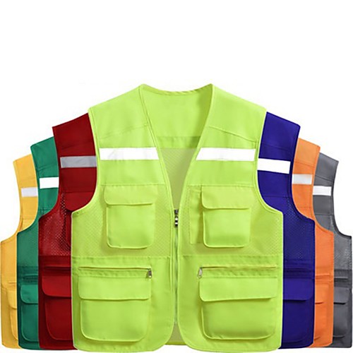 

Men's Hunting Gilet Outdoor Ventilation Wearable Reflective Strips Comfortable Summer Solid Colored Cotton Polyester Yellow Red Dark Green