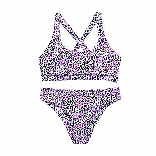 

shencai womens leopard print two-piece bikini set (pink leopard, large)