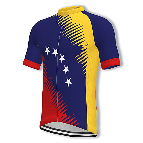

21Grams Men's Short Sleeve Cycling Jersey Spandex Dark Blue Stars Bike Top Mountain Bike MTB Road Bike Cycling Breathable Quick Dry Sports Clothing Apparel / Athleisure