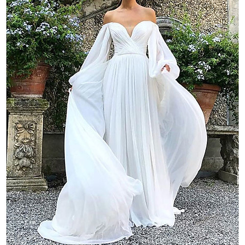 

A-Line Wedding Dresses Strapless Sweep / Brush Train Tulle Polyester Long Sleeve Country Plus Size with Ruched 2021