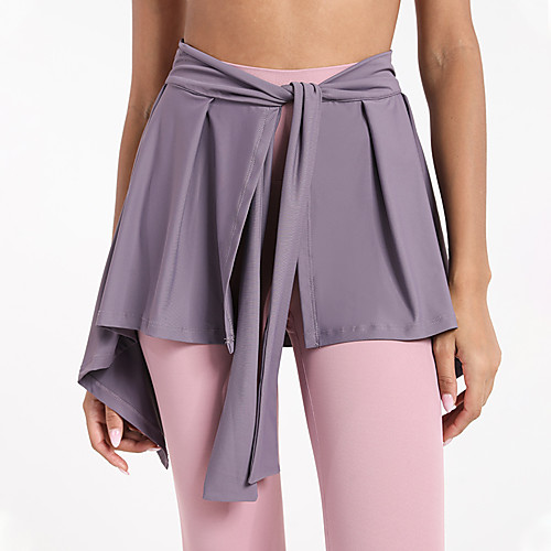 

Women's Yoga Skirt Drawstring Asymetric Hem Bottoms Breathable Quick Dry Solid Color Black Purple Red Spandex Yoga Fitness Gym Workout Winter Sports Activewear / Athletic / Athleisure