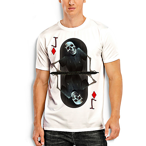 

Men's Tees T shirt 3D Print Graphic Prints Skull Print Short Sleeve Daily Tops Basic Casual White