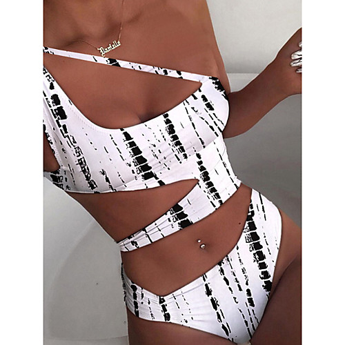 

Women's Bikini 2 Piece Swimsuit Push Up Print Color Block Tie Dye White Swimwear Padded Crop Top Bathing Suits New Casual Sexy