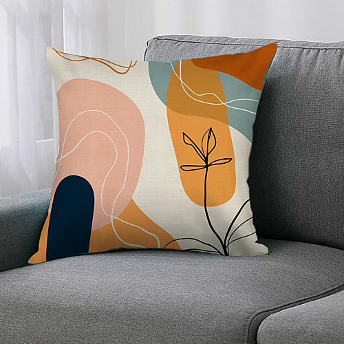 

1Pc Abstract Plant Cushion Cover Double Side Print 45x45cm Linen for Sofa Bedroom