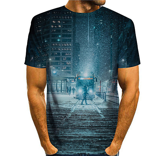 

Men's T shirt 3D Print Graphic Graphic Prints 3D Print Short Sleeve Daily Tops Basic Casual Blue