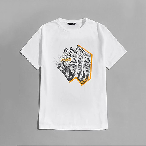 

Men's Unisex T shirt Hot Stamping Tiger Animal Plus Size Print Short Sleeve Casual Tops 100% Cotton Basic Casual Fashion White