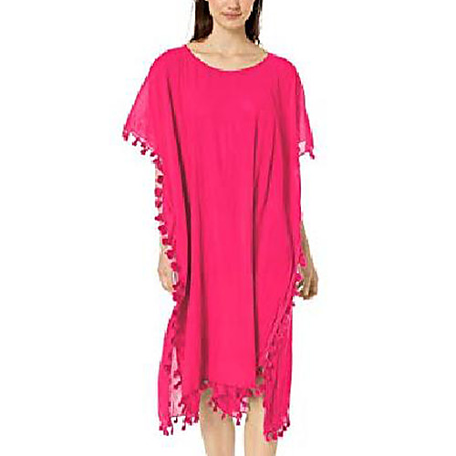 

women's midi amnesia kaftan swimsuit cover up, beach basics persian pink, one size