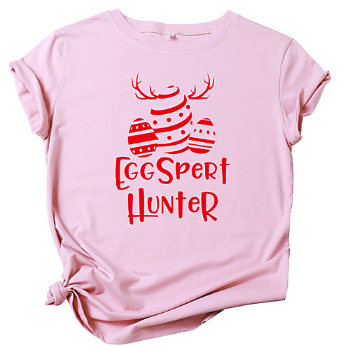 

Women's T shirt Graphic Letter Print Round Neck Tops Cotton Basic Basic Top White Black Yellow