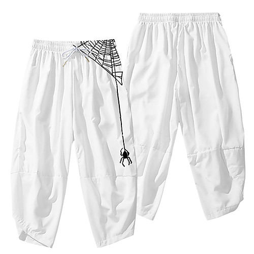 

Men's Casual / Sporty Athleisure Daily Sports Wide Leg Pants Spider Full Length Elastic Waist 3D Print White