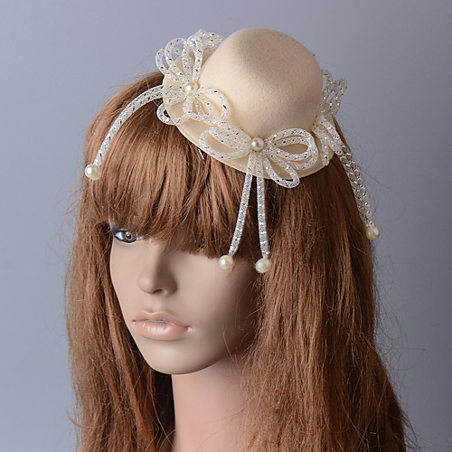 

Retro Cute Tulle Fascinators with Bowknot / Pearls 1 Piece Special Occasion / Party / Evening Headpiece