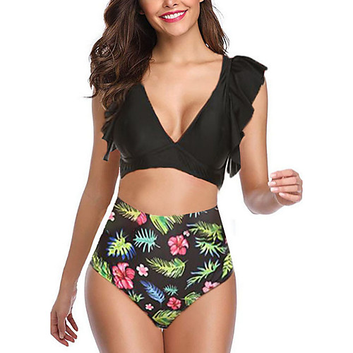 

Women's Bikini 2 Piece Swimsuit Open Back Slim Solid Color Tie Dye Blue trousers Black trousers Red trousers Yellow trousers Swimwear Padded Bathing Suits New Fashion Sexy