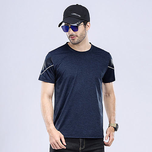 

Men's T shirt Hiking Tee shirt Short Sleeve Crew Neck Tee Tshirt Top Outdoor Lightweight Breathable Quick Dry Ultra Light (UL) Autumn / Fall Spring POLY Chinlon Solid Color Dark Grey Black Dark Green