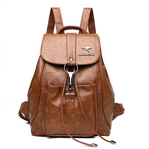 

Women's Polyester Rucksack Commuter Backpack Large Capacity Zipper Solid Color Daily Backpack Wine Black Blue Yellow