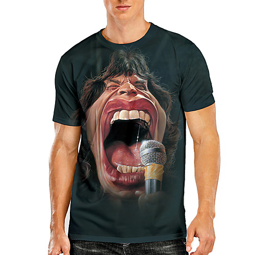 

Men's Tees T shirt 3D Print Graphic Prints Character Print Short Sleeve Daily Tops Basic Casual Black