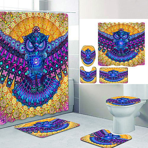 

Bathroom Shower Curtain & Mat Set Modern Polyester New Design