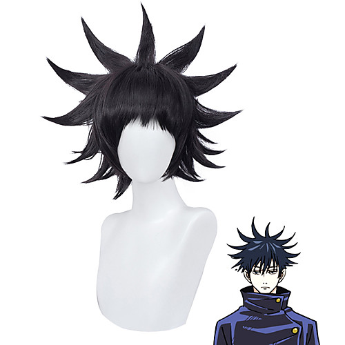 

Cosplay Cosplay Cosplay Wigs Men's Side bangs 35 inch Heat Resistant Fiber Straight Black Adults' Anime Wig