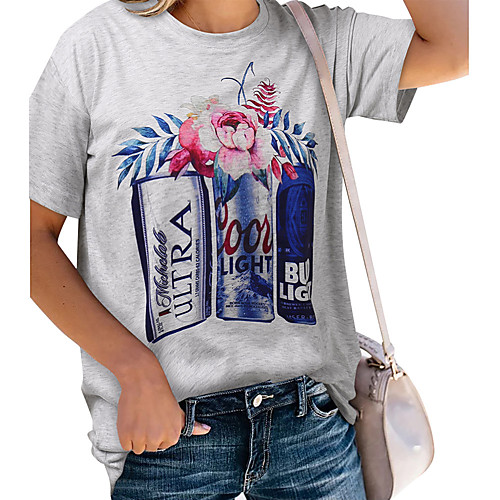 

Women's Tee / T-shirt Pure Color Crew Neck Flower Sport Athleisure T Shirt Top Short Sleeves Breathable Soft Comfortable Everyday Use Street Casual Daily Outdoor