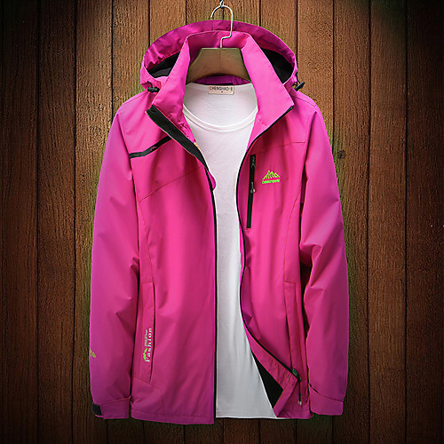 

Women's Hiking Jacket Outdoor Solid Color Waterproof Windproof Breathable Anti-tear Top Full Length Visible Zipper Fishing Climbing Camping / Hiking / Caving White Red Blue Rose Red