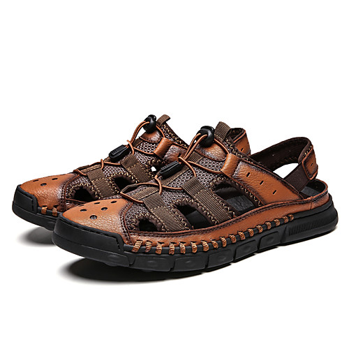 

Men's Sandals Casual Vintage Beach Athletic Outdoor Water Shoes Upstream Shoes Nappa Leather Cowhide Breathable Handmade Non-slipping Booties / Ankle Boots Black Khaki Brown Spring Summer