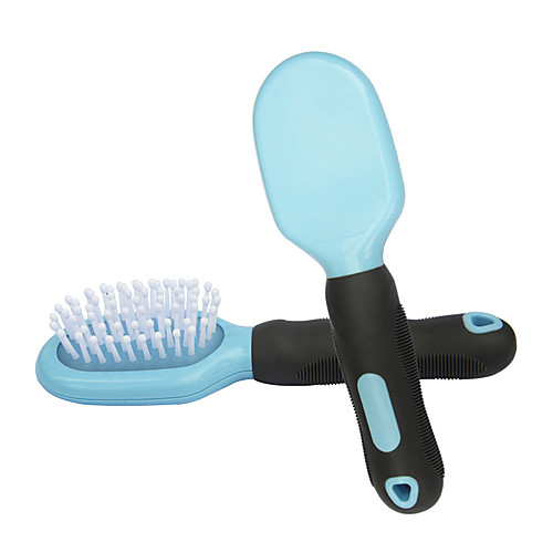 

Dog Cat Grooming Cleaning Pet Grooming Brush Plastic Stainless steel Comb Dog Clean Supply Pet Hair Remover Easy to Clean Mats & Tangles Removing Self Cleaning Pet Grooming Supplies Blue