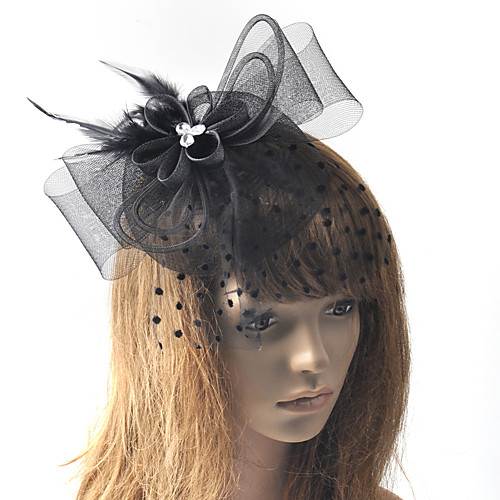 

Elegant Retro Tulle / Feathers Fascinators with Floral / Polka Dot 1 Piece Special Occasion / Party / Evening Headpiece