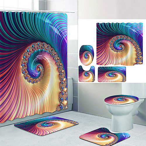 

Bathroom Shower Curtain & Mat Set Modern Polyester New Design