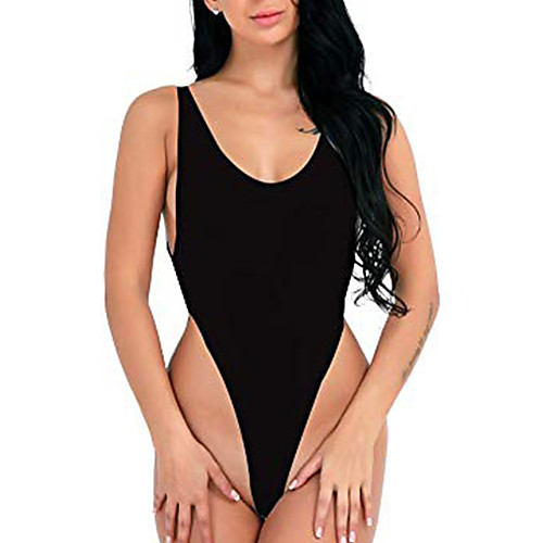 

women's one piece see through extreme high cut thong babydoll bodysuit backless swimsuit black one_size