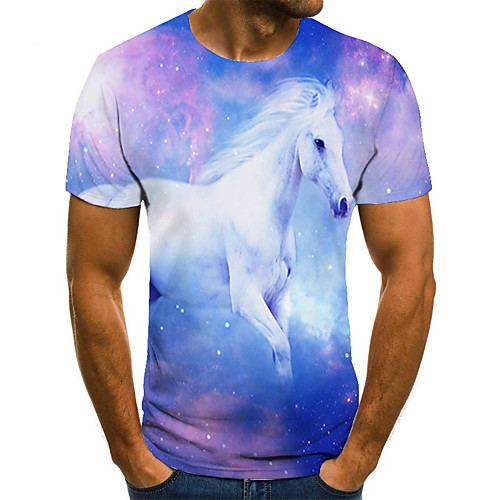 

Men's T shirt 3D Print Animal 3D Print Print Short Sleeve Casual Tops Casual Fashion Blushing Pink