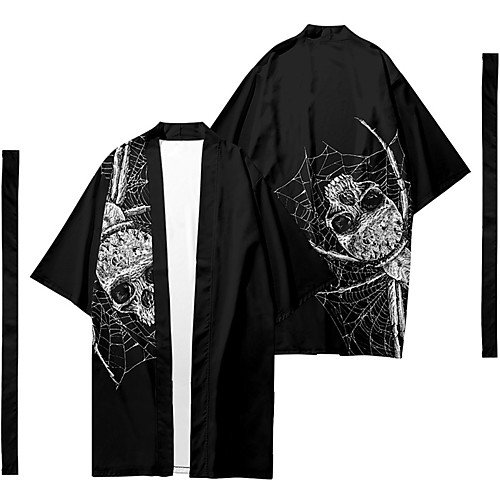 

Men's Shirt 3D Print Skull Spider Animal 3D Print Short Sleeve Daily Tops Casual Fashion Hawaiian Black