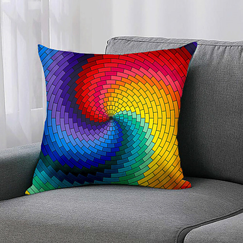 

1 Pc Geometric Cushion Cover One Side Print 45x45cm Linen for Sofa Bedroom
