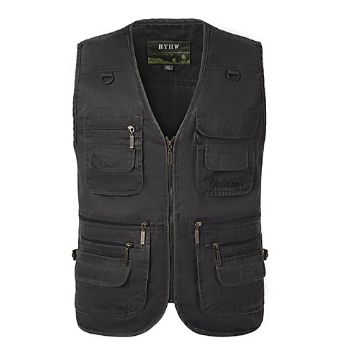 

Men's Hiking Vest / Gilet Fishing Vest Military Tactical Vest Sleeveless Vest / Gilet Jacket Top Outdoor Lightweight Breathable Quick Dry Sweat wicking Spring Summer Cotton Solid Color Black Army