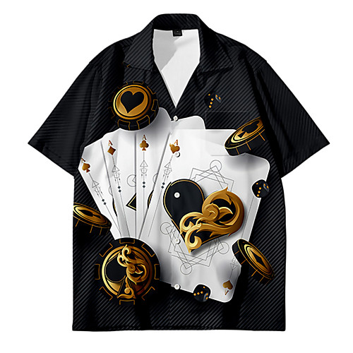 

Men's Shirt 3D Print Graphic Prints Button-Down 3D Print Short Sleeve Daily Tops Casual Fashion Hawaiian Black