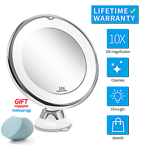 

New Led Makeup Mirror Vanity Mirror Make up Grossissant 10X Magnifying Cosmetic Mirrors with Light Droppship & Sucker