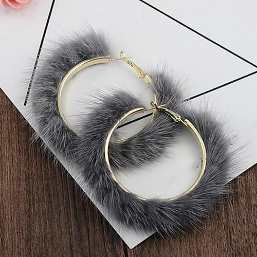 

Women's Hoop Earrings Statement Feather Earrings Jewelry White / Black / Gray For Date Festival 1 Pair