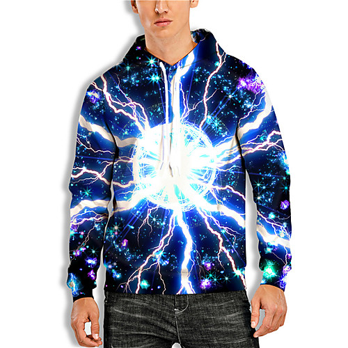 

Men's Pullover Hoodie Sweatshirt Graphic Graphic Prints Print Daily Sports 3D Print 3D Print Casual Hoodies Sweatshirts Blue