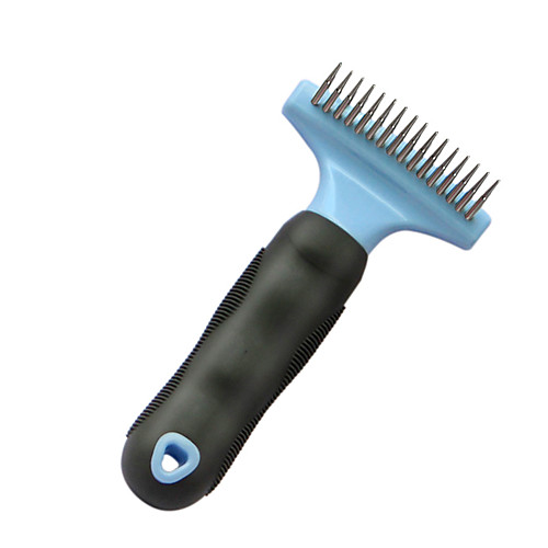 

Dog Cat Grooming Pet Grooming Brush 2 Sided Undercoat Rake Plastic Stainless steel Comb Dog Clean Supply Pet Hair Remover Easy to Clean Mats & Tangles Removing Self Cleaning Pet Grooming Supplies Blue