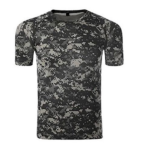 

Men's Hunting T-shirt Short Sleeve Outdoor Summer Quick Dry Breathability Wearable Soft Camo / Camouflage Cotton Camouflage Grey Green Camouflage Gray Brown