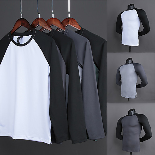 

Men's Kids Long Sleeve Running Shirt Patchwork Tee Tshirt Top Athletic Athleisure Winter Spandex Moisture Wicking Quick Dry Breathable Yoga Fitness Gym Workout Running Jogging Sportswear Normal White