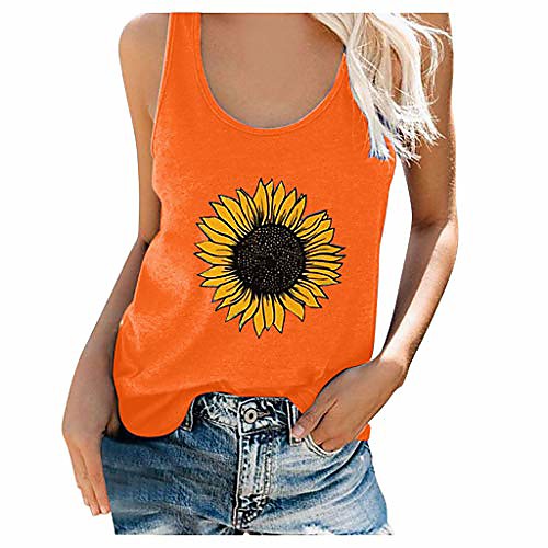 

kinsaiy tank tops for women plus size, o-neck tops blouses summer sleeveless tops camis casual loose shirts orange