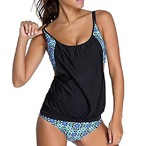 

womens stripes lined up double up tankini top swimwear