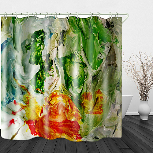 

Colorful Mud Print Waterproof Fabric Shower Curtain for Bathroom Home Decor Covered Bathtub Curtains Liner Includes with Hooks