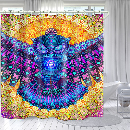 

Mechanical Owl Digital Printing Shower Curtain Shower Curtains Hooks Modern Polyester New Design