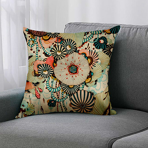 

1pc Floral Cushion Cover Double Side Print 45x45cm Linen for Sofa Bedroom