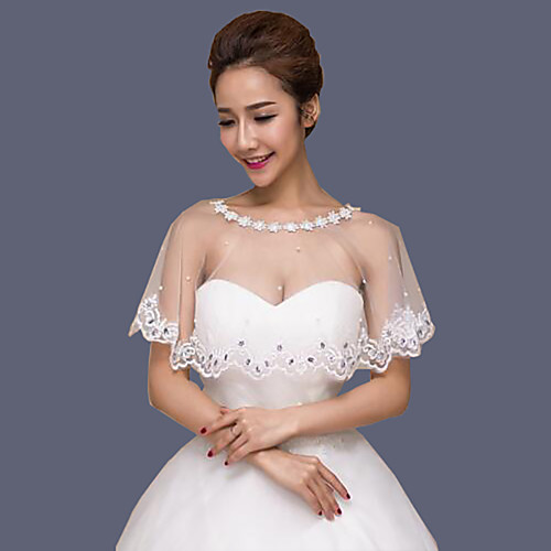 

Cotton Wedding Women's Wrap With Appliques Capelets