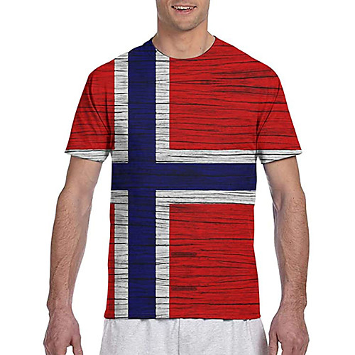 

Men's T shirt 3D Print Graphic Prints Flag Print Short Sleeve Daily Tops Classic Designer Big and Tall Red