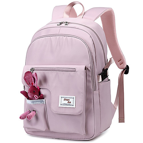 

Women's Oxford Cloth School Bag Rucksack Adjustable Large Capacity Sashes / Ribbons Solid Color School Daily Backpack Black Blushing Pink Light Purple Beige