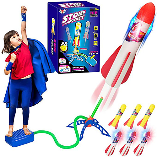 

Activity Toy Jump Rocket Launchers Outdoor Toys 7 pcs with Launcher and Foam Rockets Kid's Adults' Gift Party Favor Summer Outdoor Toys